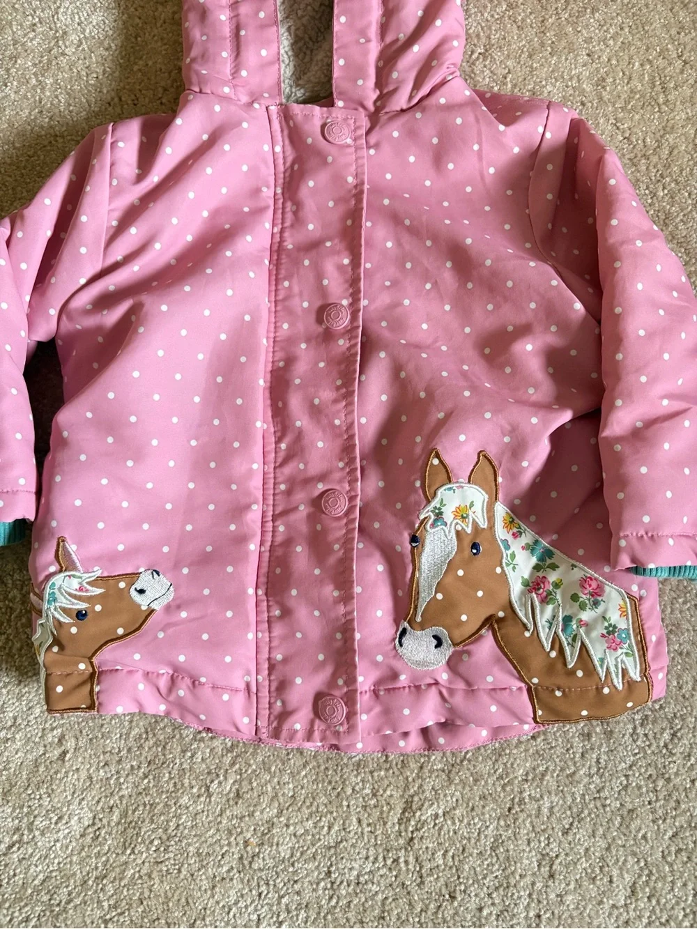 Mini Boden Baby Spotty Horses Shower-Proof Coat 12-18M